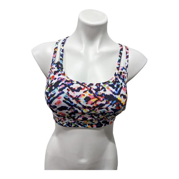 Athleta Size Small Sports Bra Splattered Print Removable Padding - Picture 1 of 8